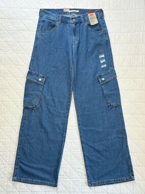 Levi’s Superlow Loose Cargo Baggy Denim Jeans - Y2K Medium Wash - Size 28x32 NWT